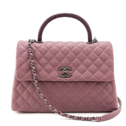 Chanel Mauve Caviar & Lizard Quilted Medium Coco Handle Flap Bag