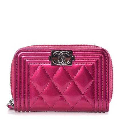 CHANEL QUILTED ZIP AROUND BOY COIN PURSE