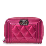 CHANEL QUILTED ZIP AROUND BOY COIN PURSE