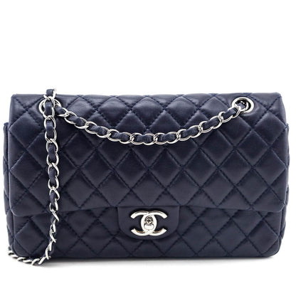 Chanel Navy Quilted Lambskin Medium Soft Double Flap Bag