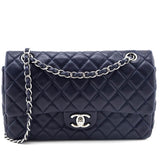 Chanel Navy Quilted Lambskin Medium Soft Double Flap Bag