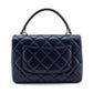 Chanel Navy Quilted Lambskin Small Trendy CC Top Handle Flap Bag