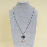 Chanel Black CC Enamel Pearl Drop Chain Necklace