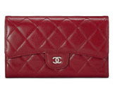 CHANEL CAVIAR QUILTED RED FLAP TRIFOLD WALLET