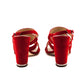 Chanel Red Suede Multi-Strap CC Sandals US 7 | EU 37