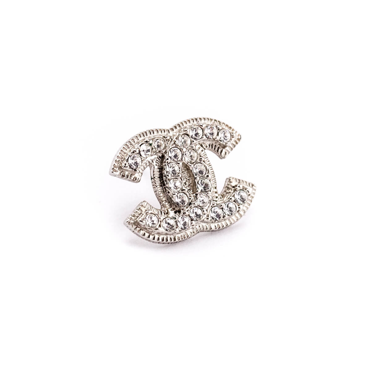Chanel Silver Strass CC Stud Earrings