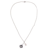 Chanel Silver & Black Crystal CC Dice Pendant Necklace