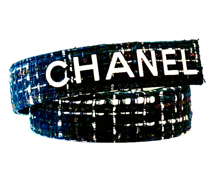 CHANEL TWEED NAVY BLUE BELT