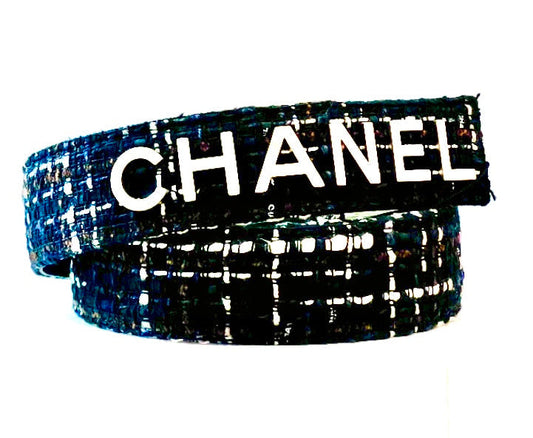 CHANEL TWEED NAVY BLUE BELT