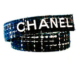 CHANEL TWEED NAVY BLUE BELT