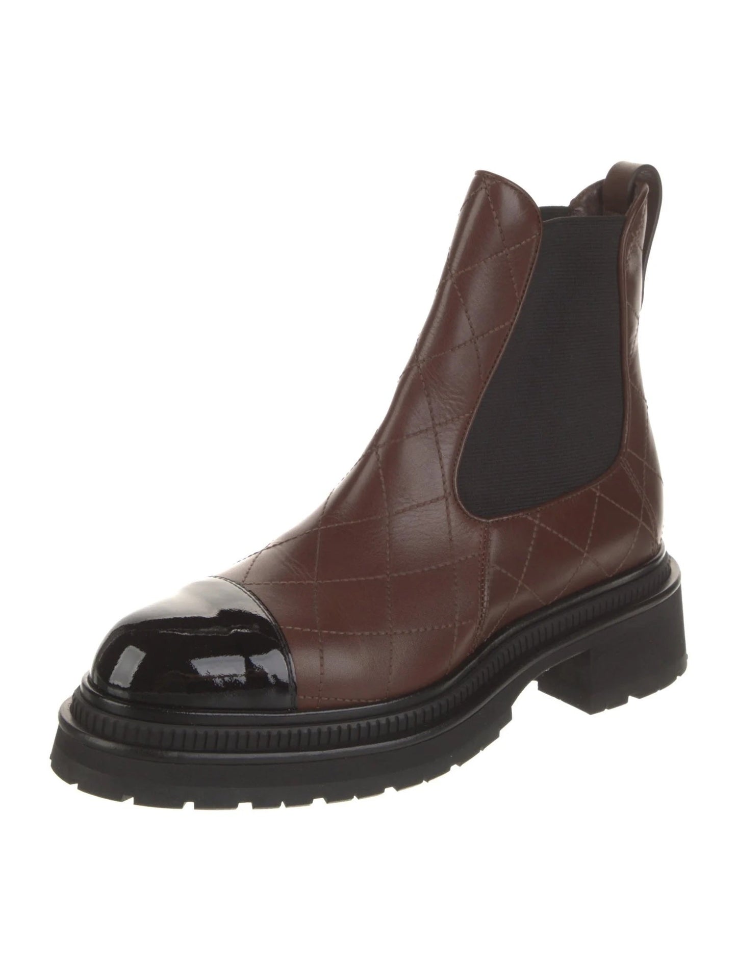 CHANEL QUILTED CALFSKIN LEATHER CHELSEA BOOTS