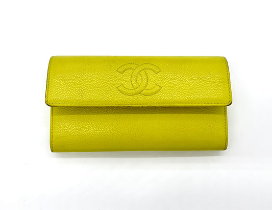 CHANEL YELLOW LEATHER WALLET