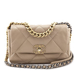 Chanel Beige Lambskin Quilted Medium Chanel 19