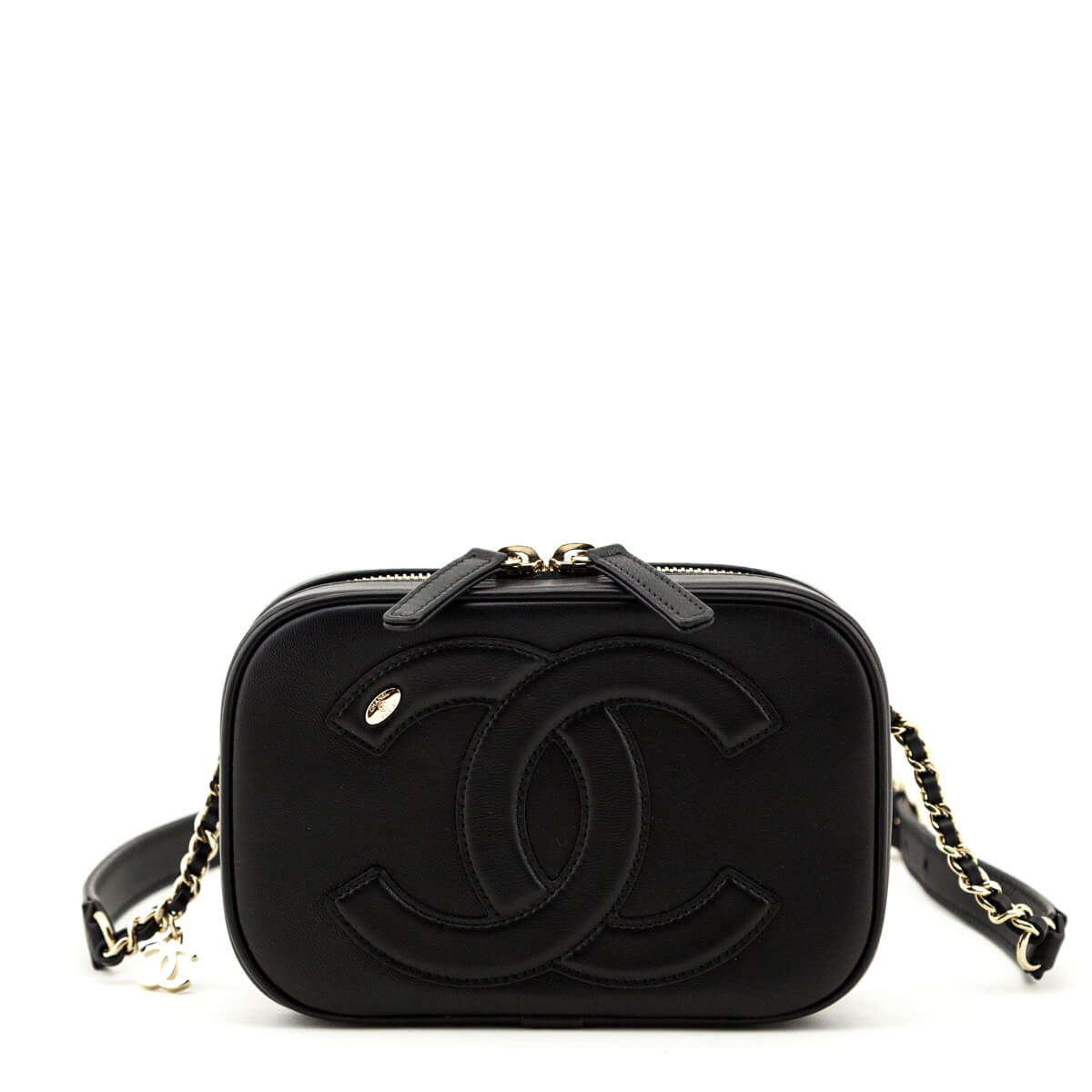 Chanel Black Lambskin CC Mania Waist Bag