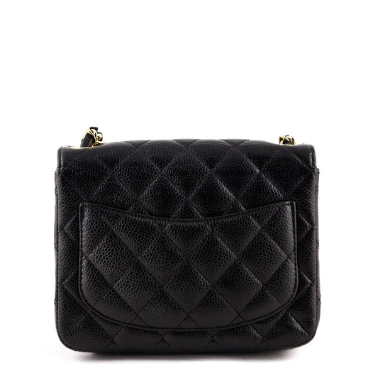 Chanel Black Quilted Caviar Mini Square Flap Bag