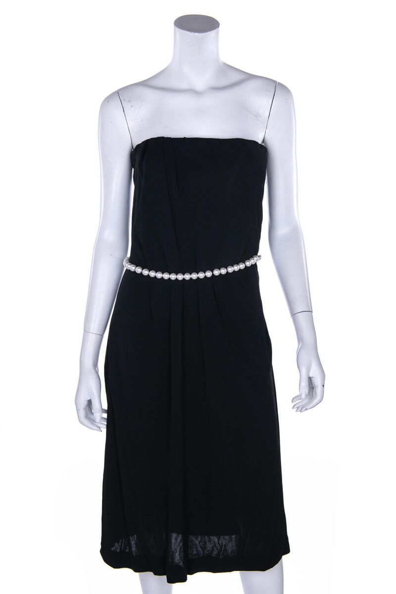 Chanel Black Stretch Pearl-Embellished Strapless Dress Size S | FR 38