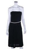 Chanel Black Stretch Pearl-Embellished Strapless Dress Size S | FR 38