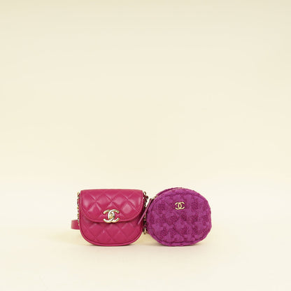 Chanel Fuchsia Mini Waist & Coin Purse Bag