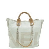 Chanel Bicolor Logo Mixed Fibers Deauville Tote Bag