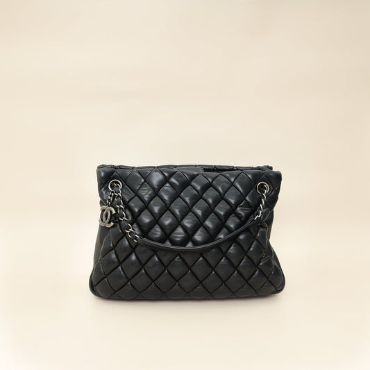 Chanel Black CC Charm Quilted Tote Bag