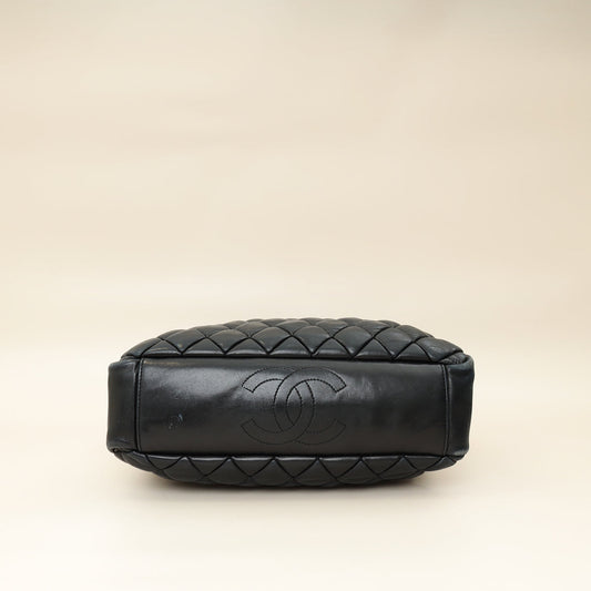 Chanel Black CC Charm Quilted Tote Bag