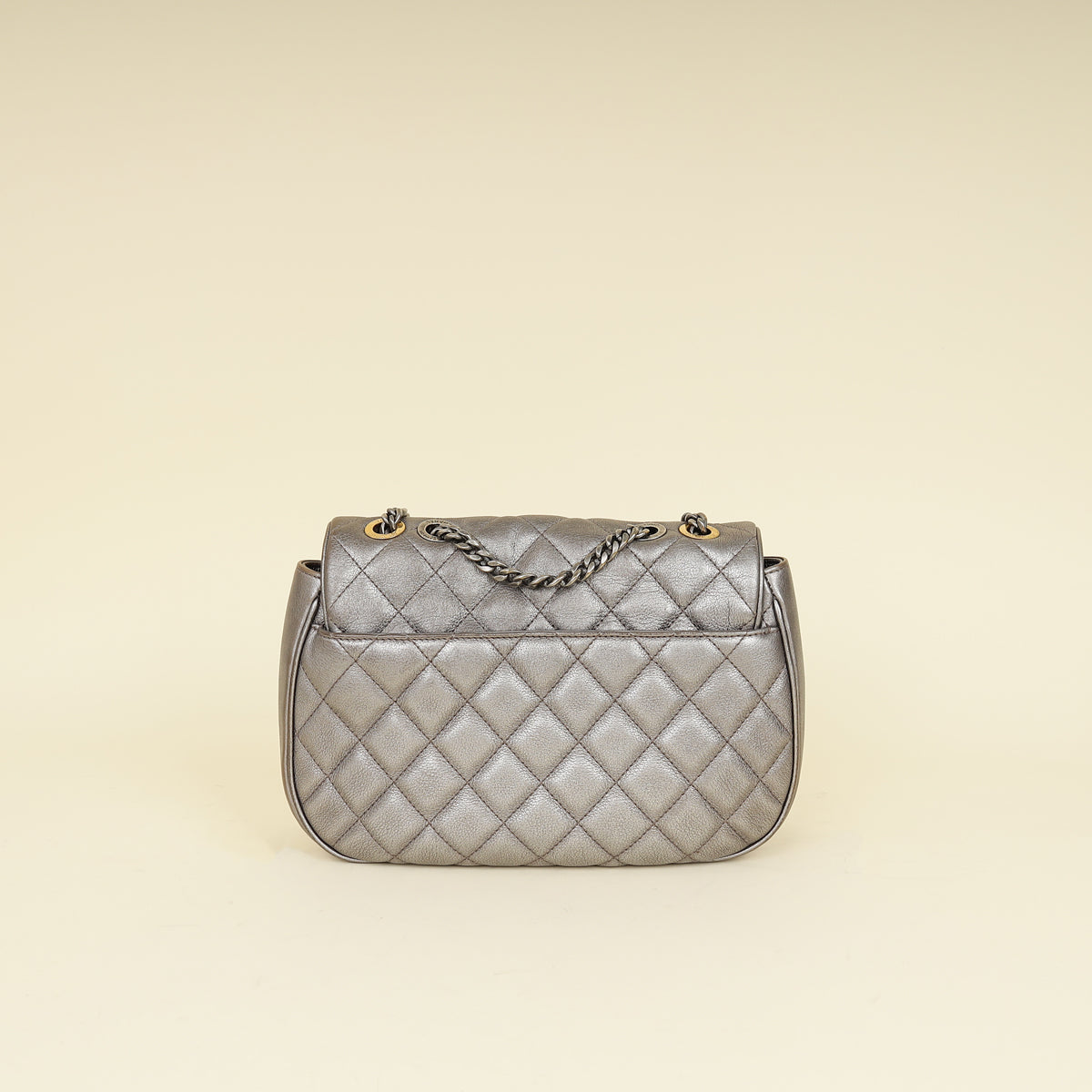 Chanel Metallic Grey CC Casual Pocket Messenger Flap Bag