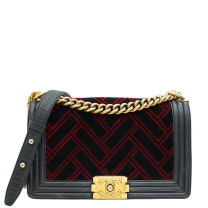 Chanel Bicolor Le Boy Medium Velvet Flap Bag