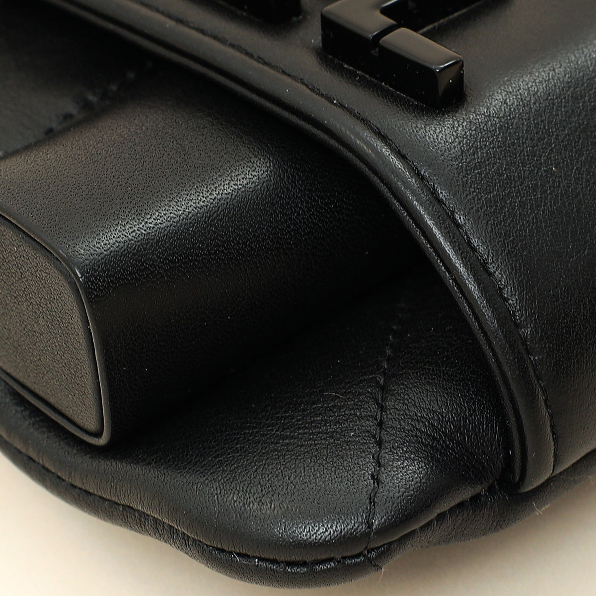 Chanel Black Logo Quilted Cosmetic Case With Chain Wrist