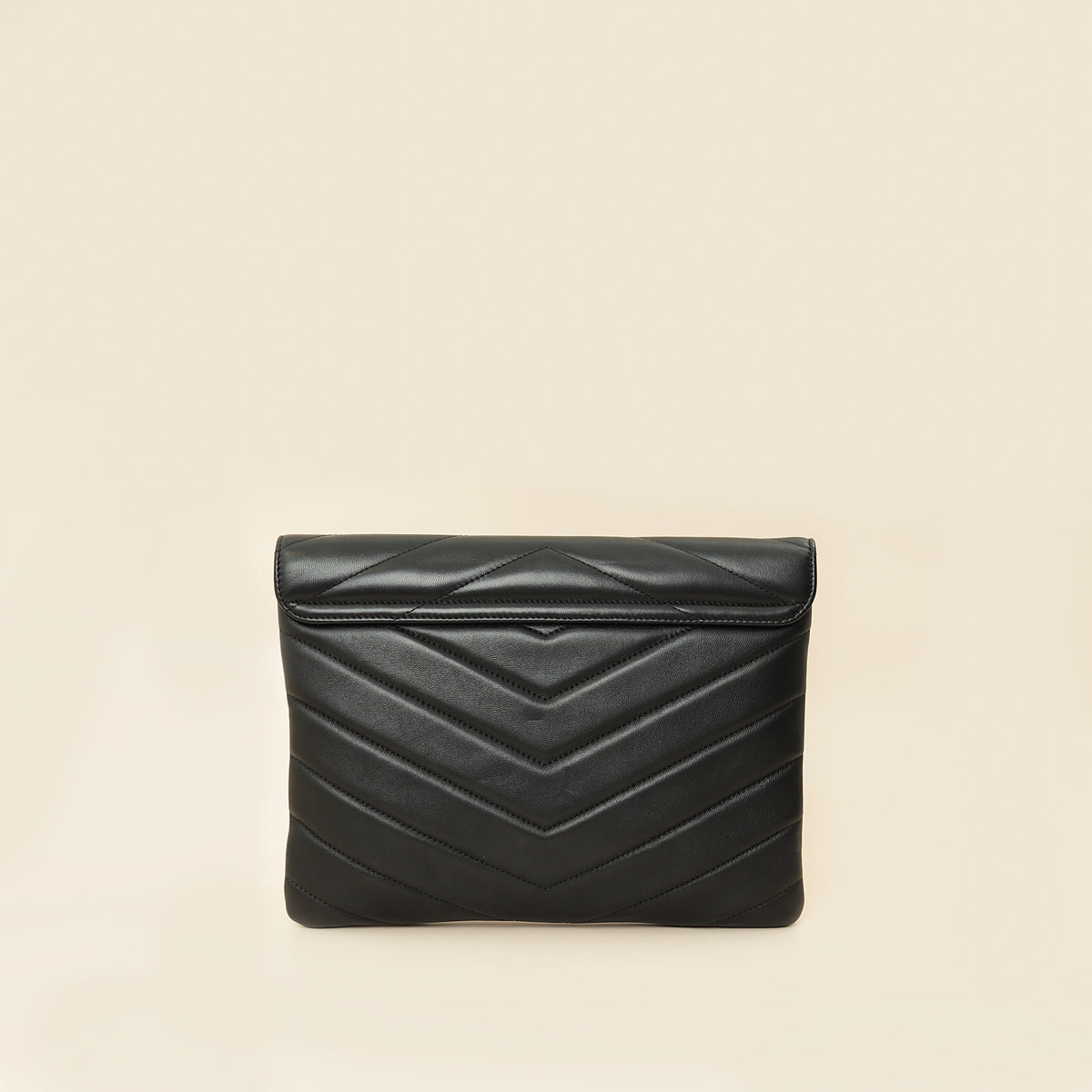 Chanel Black CC Button Chevron Flap Clutch