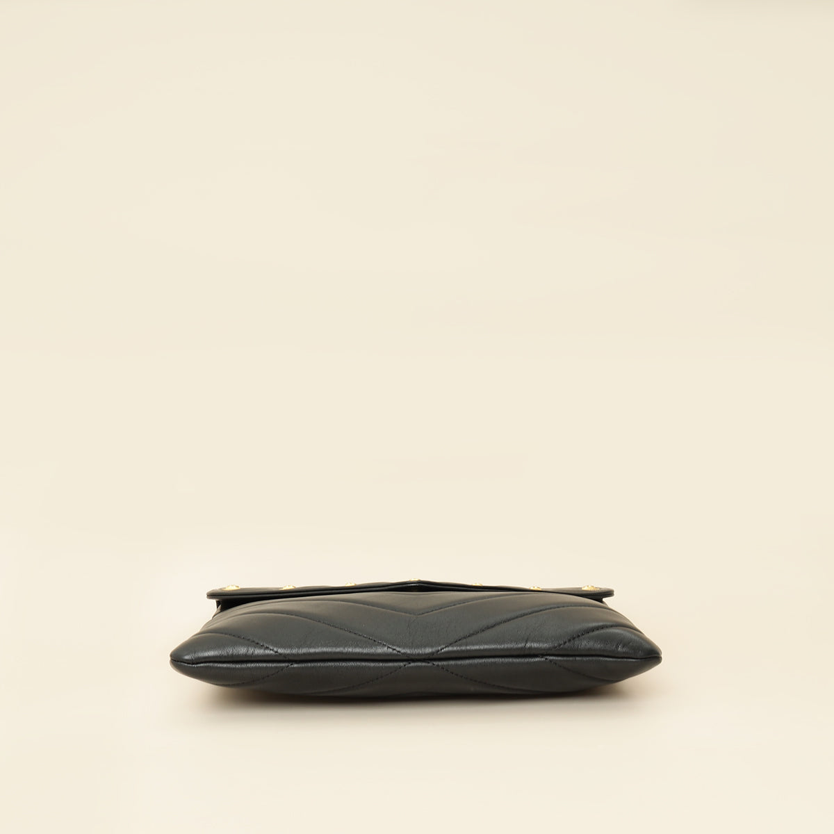 Chanel Black CC Button Chevron Flap Clutch