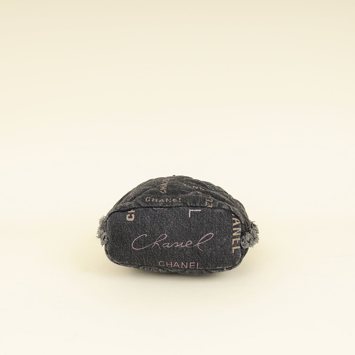 Chanel Black Multicolor CC Denim Quilted Mood Mini Bucket Bag With Chain