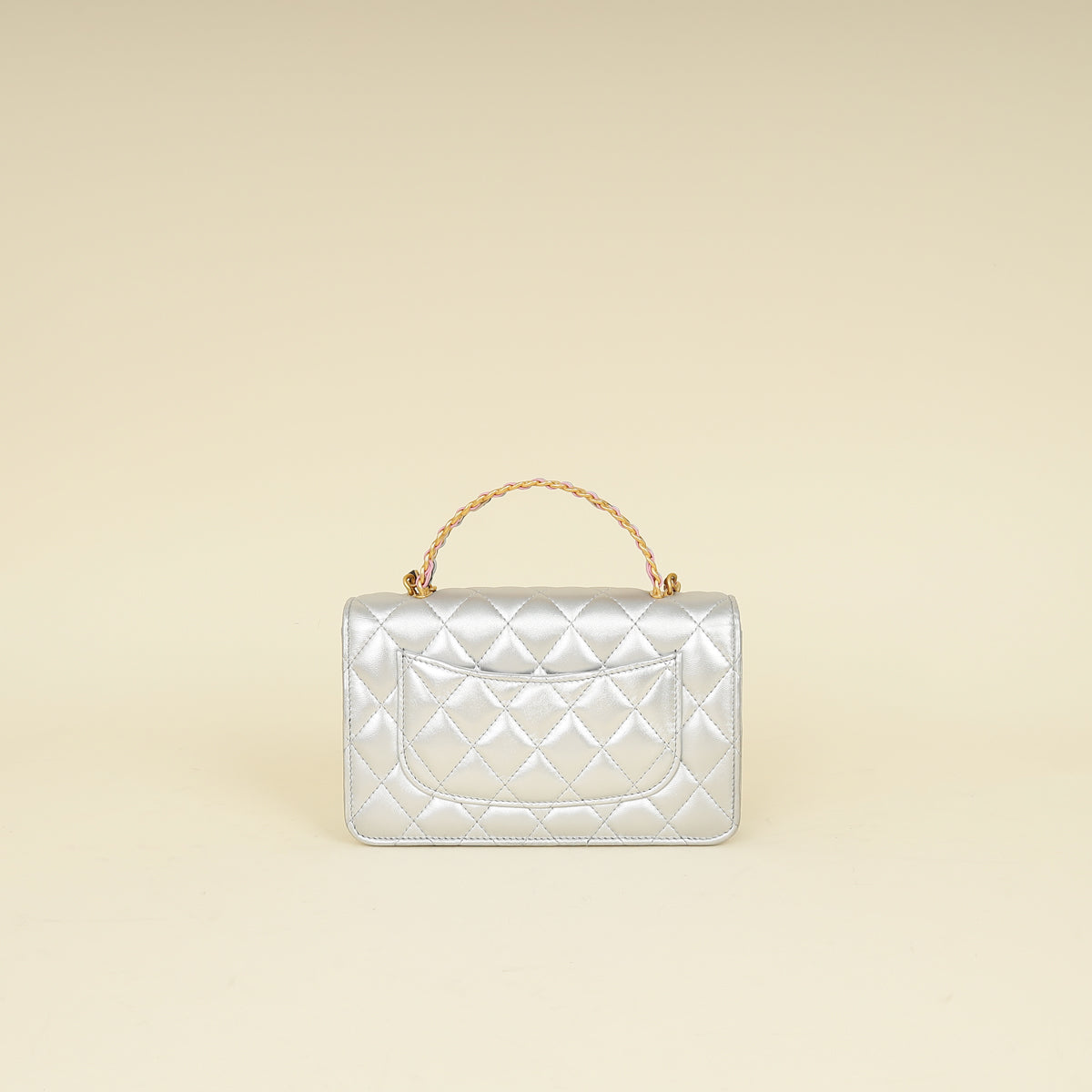 Chanel Silver CC Top Handle Wallet On Chain