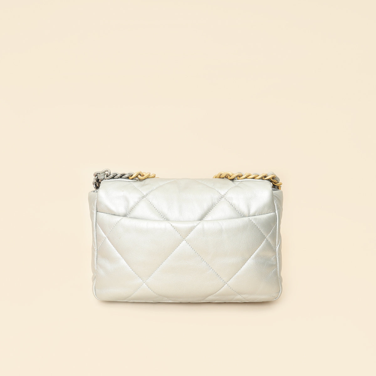 Chanel Metallic Silver 19 Flap Small Shoulder Bag