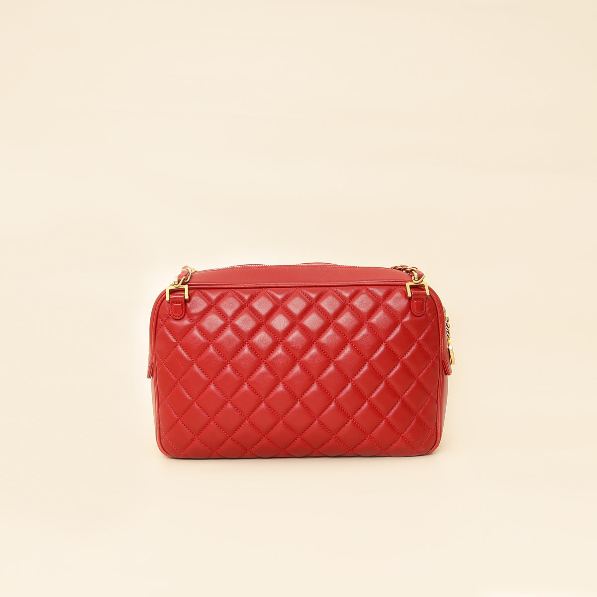 Chanel Red CC Quilted Camera Shoulder Bag