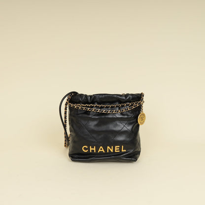 Chanel Black CC 22 Mini Shiny Bag
