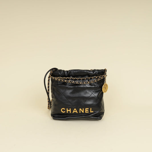 Chanel Black CC 22 Mini Shiny Bag