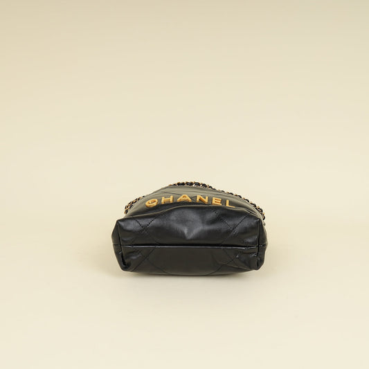 Chanel Black CC 22 Mini Shiny Bag
