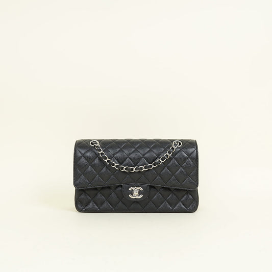 Chanel Black Classic Double Flap Medium Bag