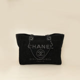 Chanel Black CC Deauville Tote Lurex Boucle Medium Bag