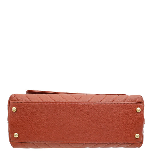 Chanel Rust Orange Chevron Coco Handle Bag
