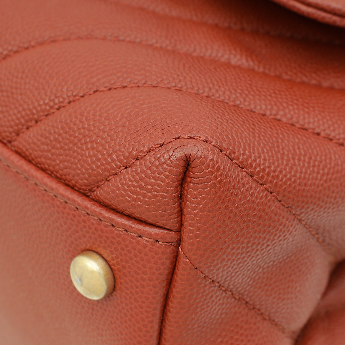 Chanel Rust Orange Chevron Coco Handle Bag