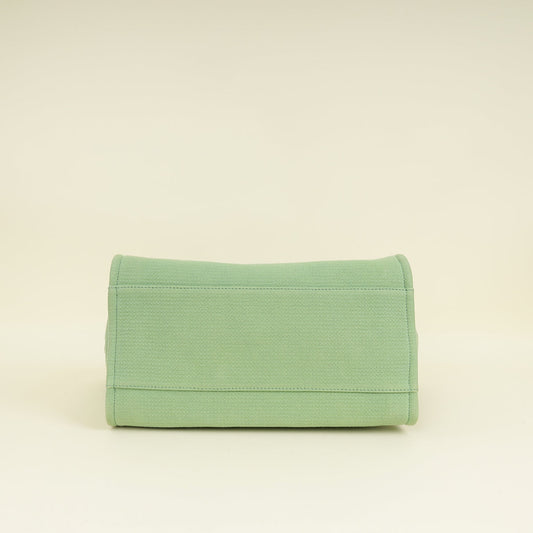 Chanel Green CC Deauville Mix Fabric Medium Tote Bag