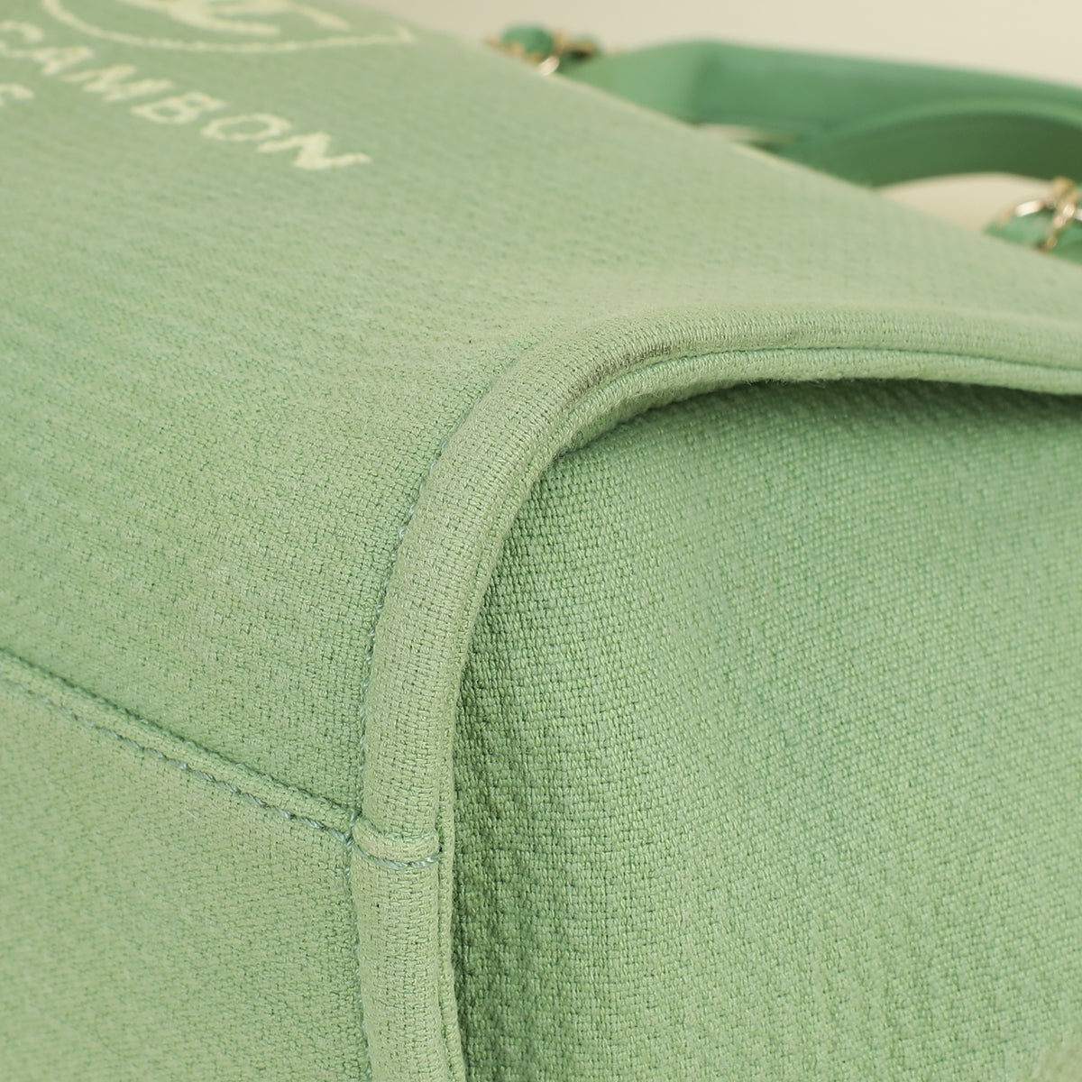 Chanel Green CC Deauville Mix Fabric Medium Tote Bag