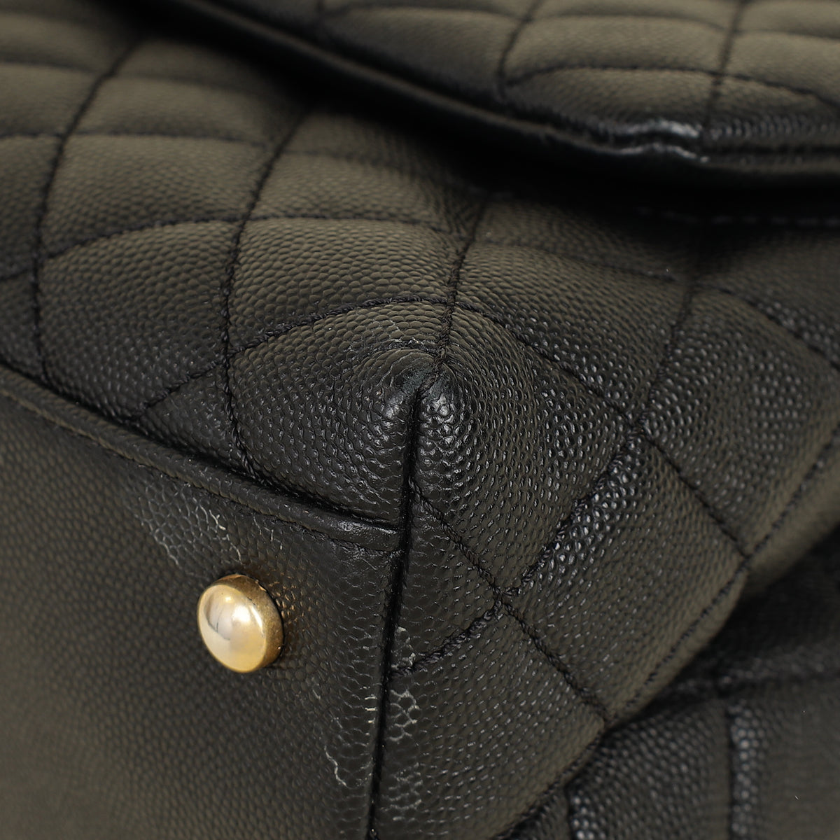Chanel Black CC Coco Handle Caviar Bag with Lizard Handle