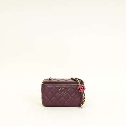 Chanel Burgundy CC Crush Small Vanity With Chain