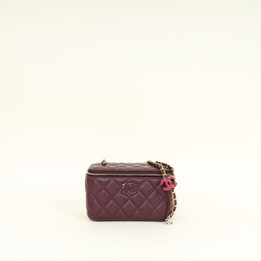 Chanel Burgundy CC Crush Small Vanity With Chain