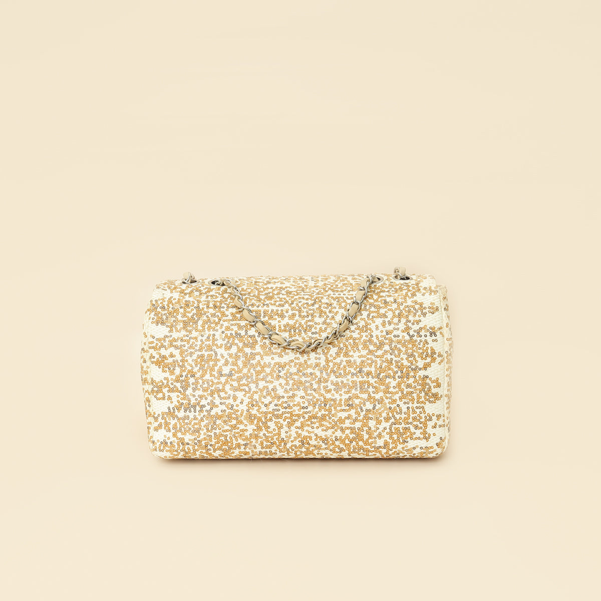 Chanel Bicolor Raffia Sequins Single Flap Jumbo Bag