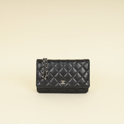 Chanel Black CC Classic Wallet On Chain