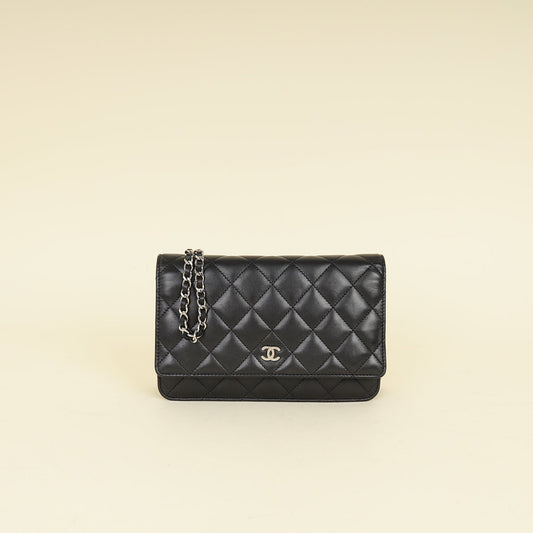 Chanel Black CC Classic Wallet On Chain