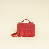 Chanel Red CC Filigree Medium Vanity Bag